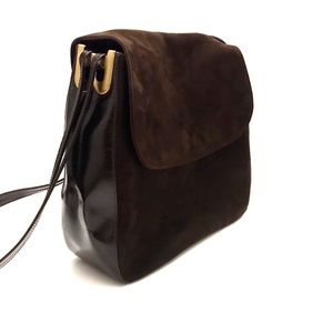 BALLY Leather Suede Messenger Shoulder Bag Brown